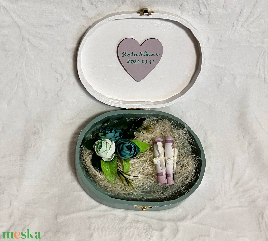 Pénzátadó, nászajándék doboz esküvőre zöld színben - esküvő - emlék & ajándék - nászajándék - esküvői pénzátadó doboz - Meska.hu