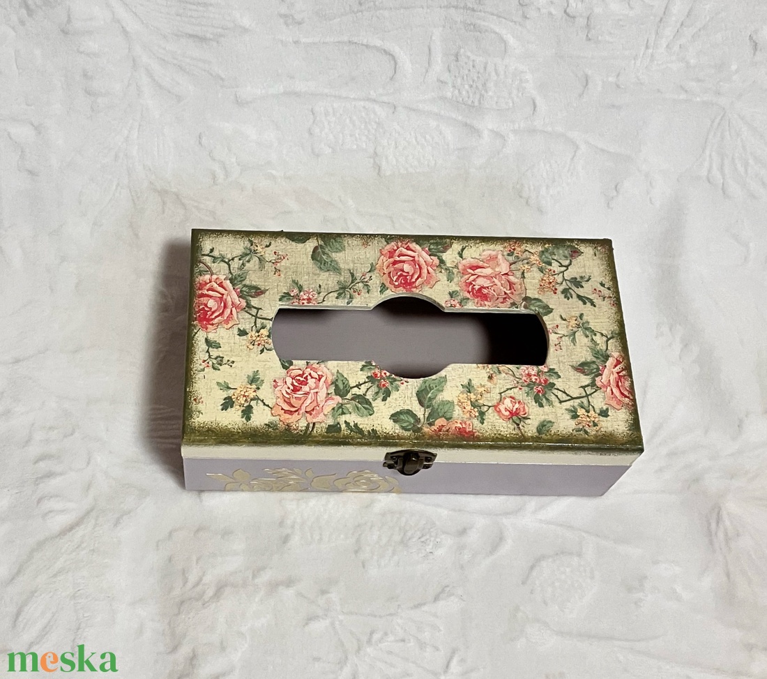 Rózsás zsebkendőtartó - otthon & életmód - tárolás & rendszerezés - zsebkendőtartó - Meska.hu