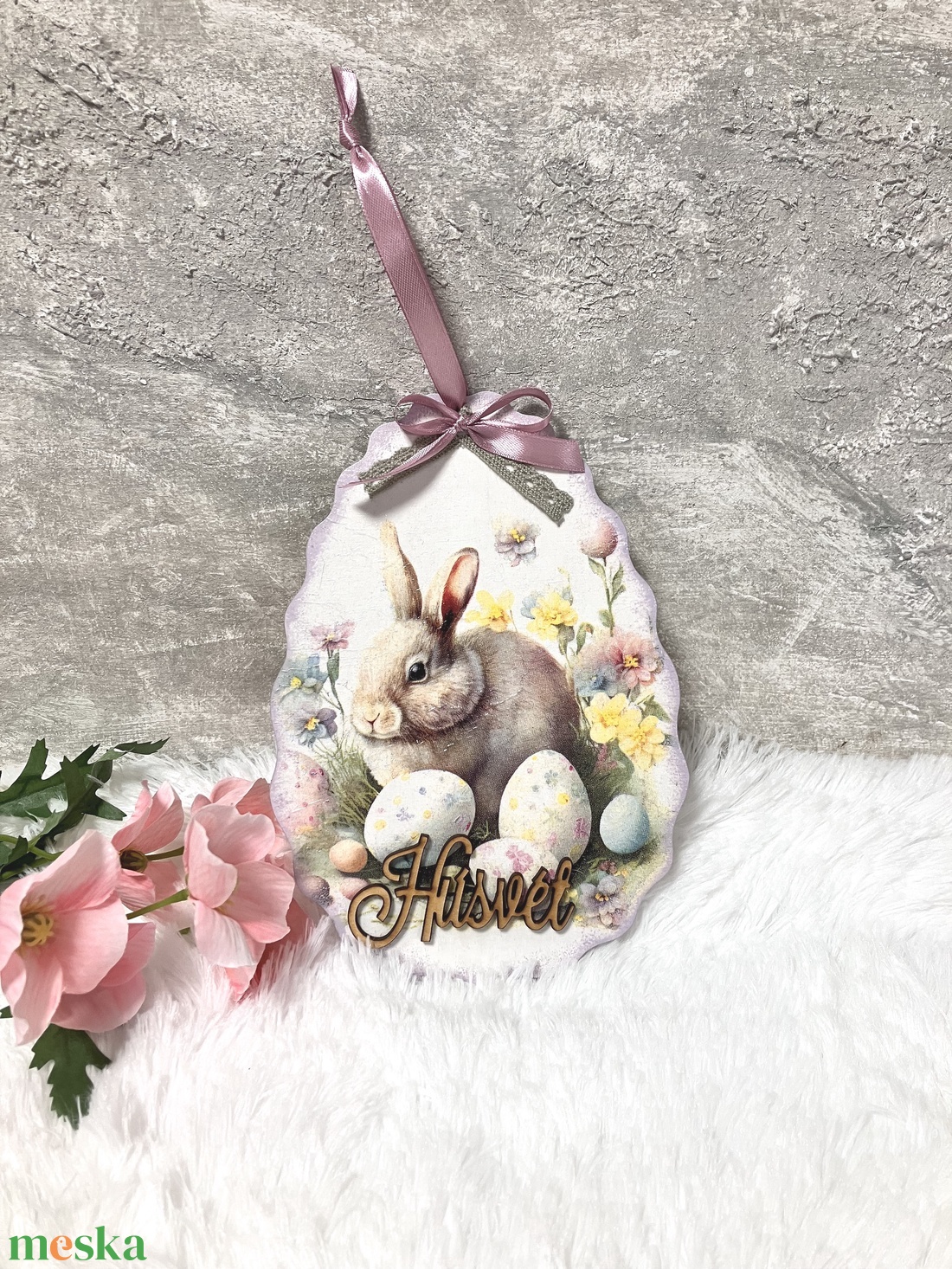 Húsvéti ajtókopogtató - nyuszis tavaszi ajtódísz - ünnepi díszek, dekorációk - húsvéti díszek és dekorációk - húsvéti ajtódísz, kopogtató - Meska.hu