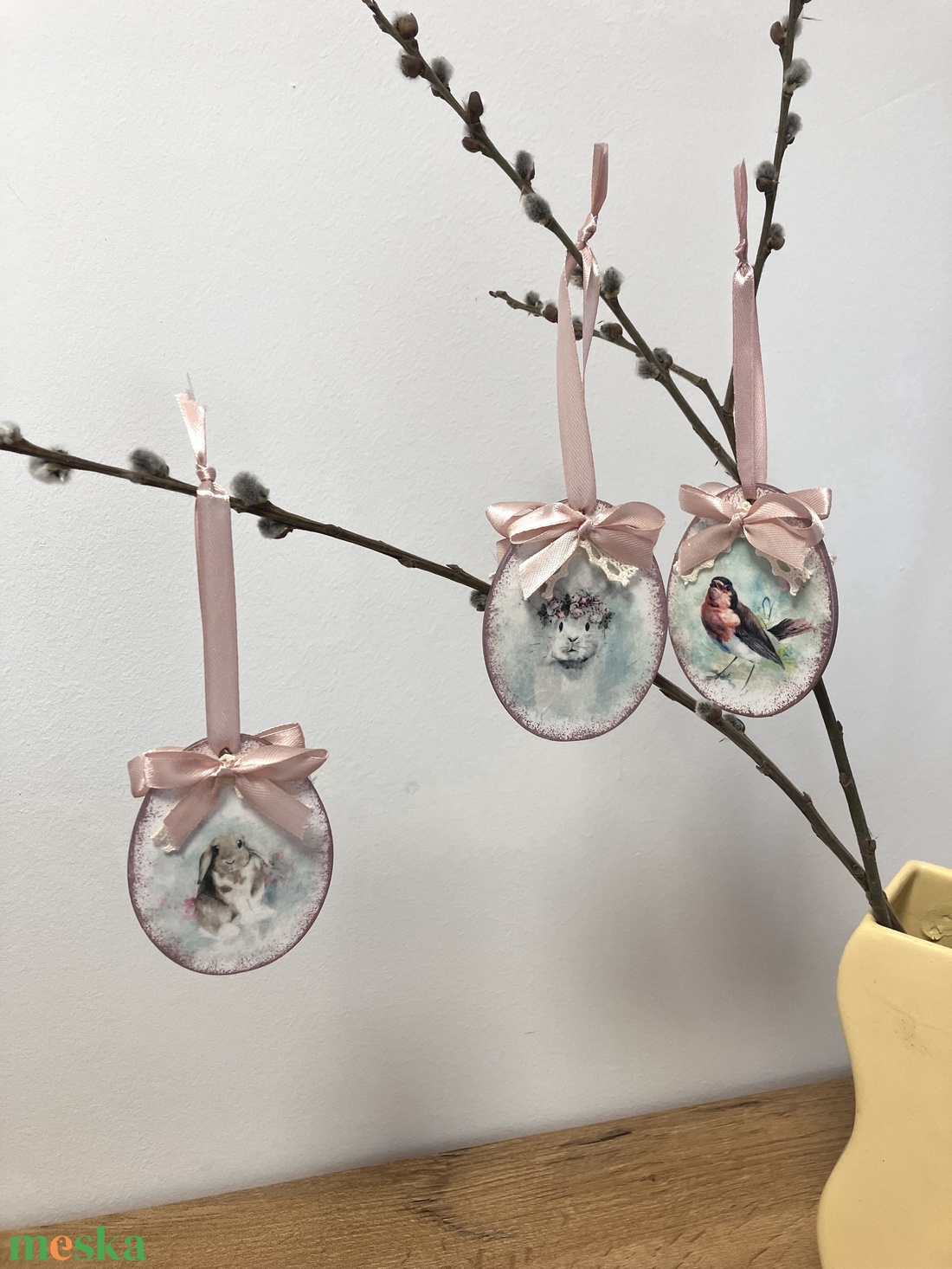 Húsvéti tojás nyuszis mintával tojásfára - tavaszi deloráció - otthon & életmód - dekoráció - fali és függő dekoráció - függődísz - Meska.hu