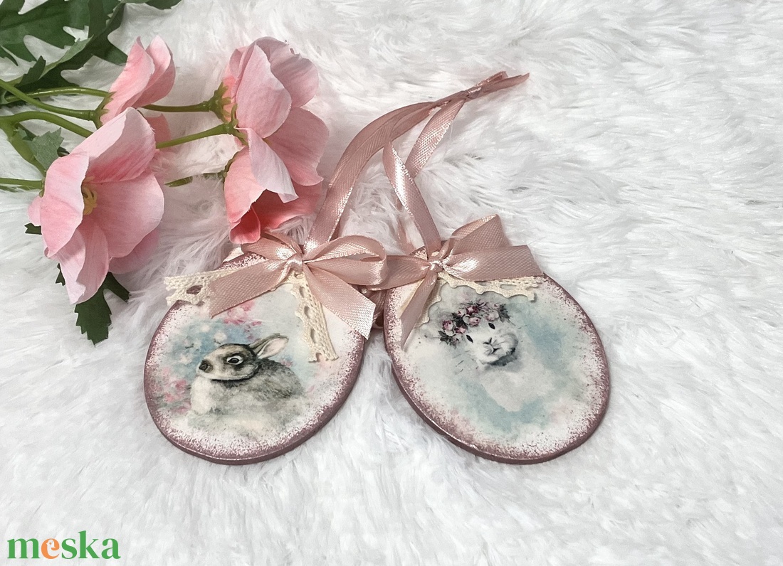 Húsvéti tojás nyuszis mintával tojásfára - tavaszi deloráció - otthon & életmód - dekoráció - fali és függő dekoráció - függődísz - Meska.hu