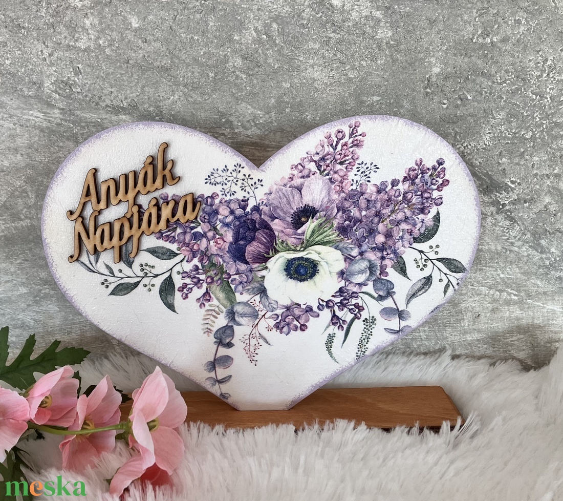 Virágos szív anyák napjára - otthon & életmód - dekoráció - dísztárgy - Meska.hu