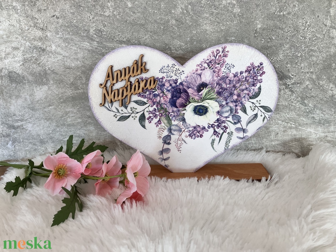 Virágos szív anyák napjára - otthon & életmód - dekoráció - dísztárgy - Meska.hu