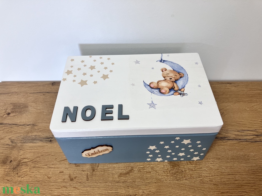 Kék macis emlékdoboz fiúknak - babalátogatóba, keresztelőre, születésnapra - baba - mama - babaemlékek - baba emlékőrző - Meska.hu