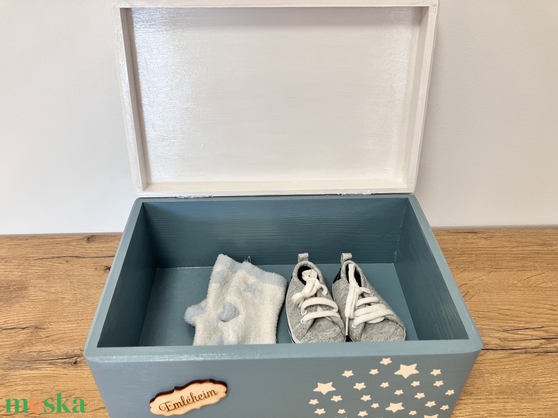 Kék macis emlékdoboz fiúknak - babalátogatóba, keresztelőre, születésnapra - baba - mama - babaemlékek - baba emlékőrző - Meska.hu