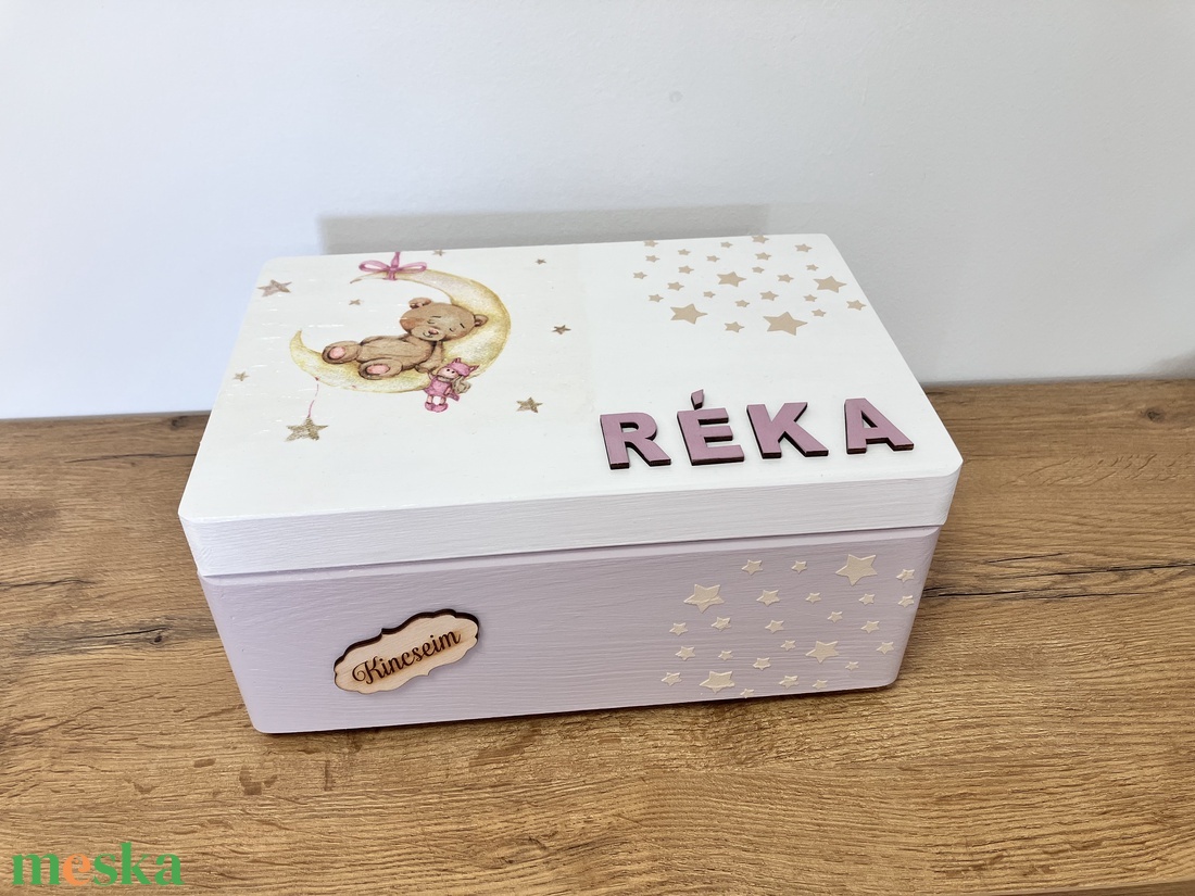 Rózsaszín emlékdoboz lányoknak keresztelőre, babalátogatóba, születésnapra - baba - mama - babaemlékek - baba emlékőrző - Meska.hu