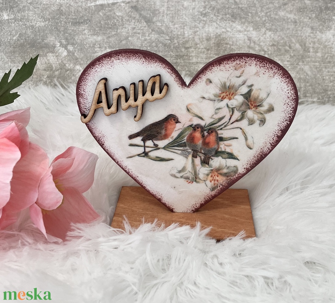 Madaras szív anyák napjára - Anya felirattal - otthon & életmód - dekoráció - dísztárgy - Meska.hu