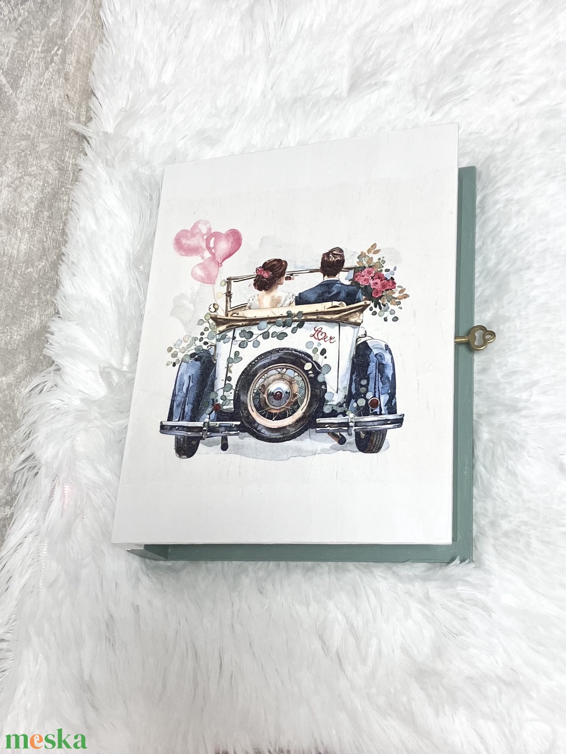 Autós könyvformájú pénzátadó doboz esküvőre - Ajándékátadó - esküvő - emlék & ajándék - nászajándék - esküvői pénzátadó doboz - Meska.hu