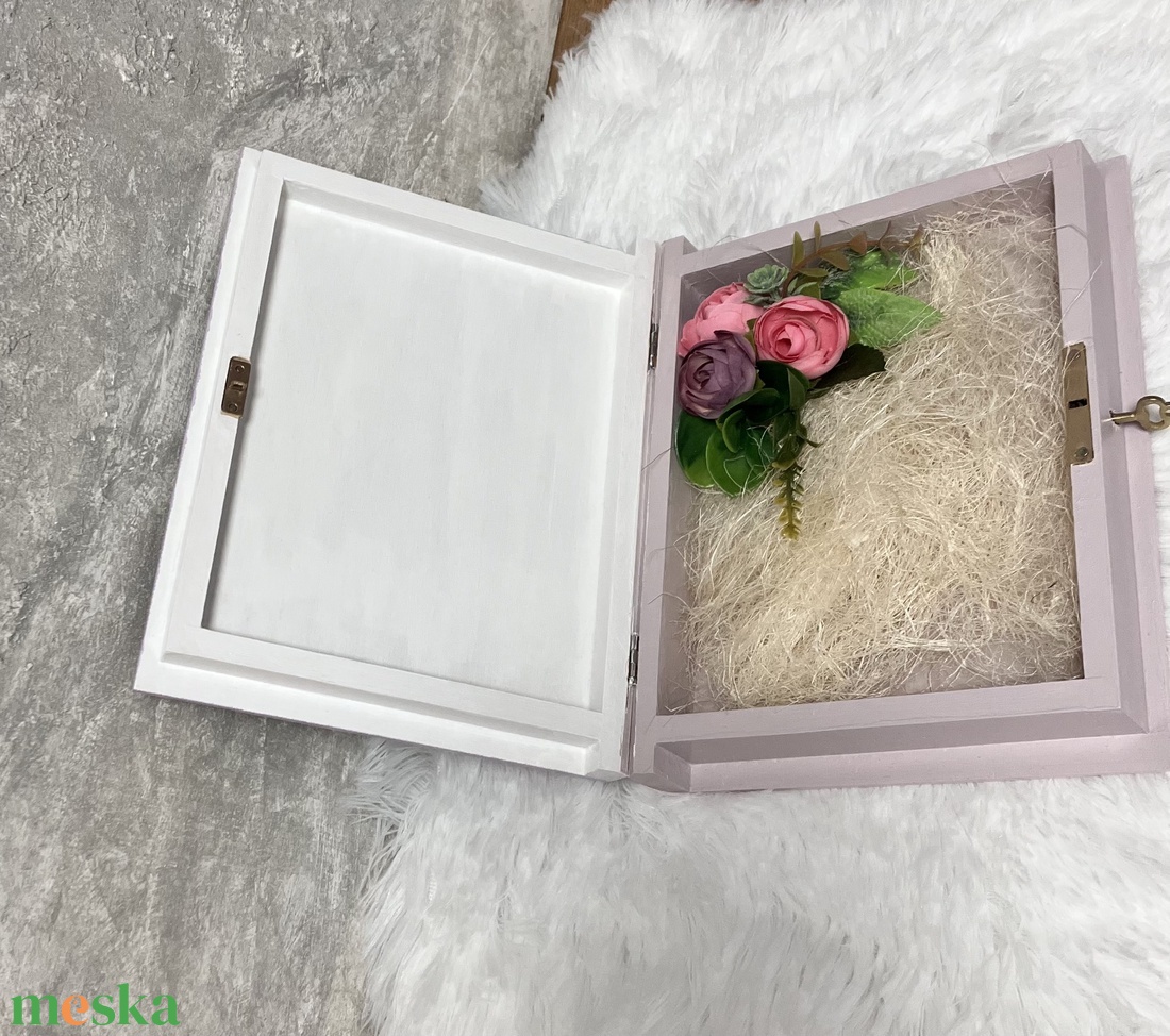 Rózsaszín könyvformájú pénzátadó doboz esküvőre - ajándékátadó  - esküvő - emlék & ajándék - nászajándék - esküvői pénzátadó doboz - Meska.hu