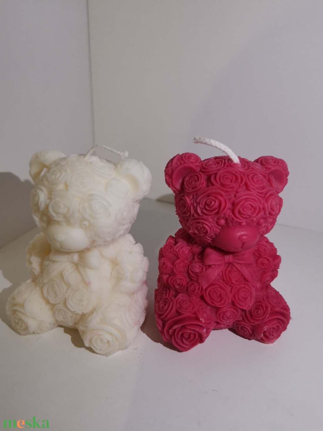 Rózsamaci masnival szója gyertya - otthon & életmód - gyertya, illat, aroma - gyertya - Meska.hu