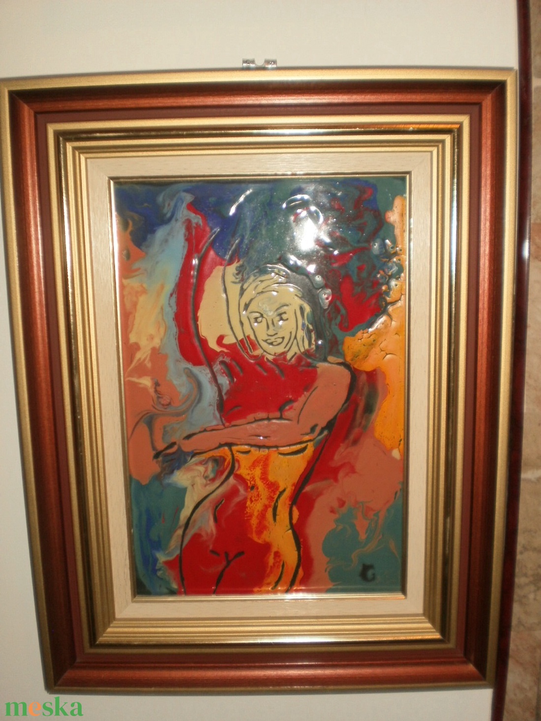 Tűzzománckép. Cím: Táncoló. Nagy méret: 30 cmX 20 cm. Kerettel együtt: 46,5x 36 cm. - művészet - festmény - tűzzománc - Meska.hu Tűzzománckép. Cím: Táncoló. Nagy méret: 30 cmX 20 cm. Kerettel együtt: 46,5x 36 cm. - művészet - festmény - tűzzománc - Meska.hu