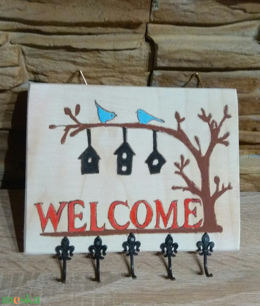 Welcome madárkás kulcstartó - otthon & életmód - dekoráció - fali és függő dekoráció - fali kulcstartó - Meska.hu Welcome madárkás kulcstartó - otthon & életmód - dekoráció - fali és függő dekoráció - fali kulcstartó - Meska.hu
