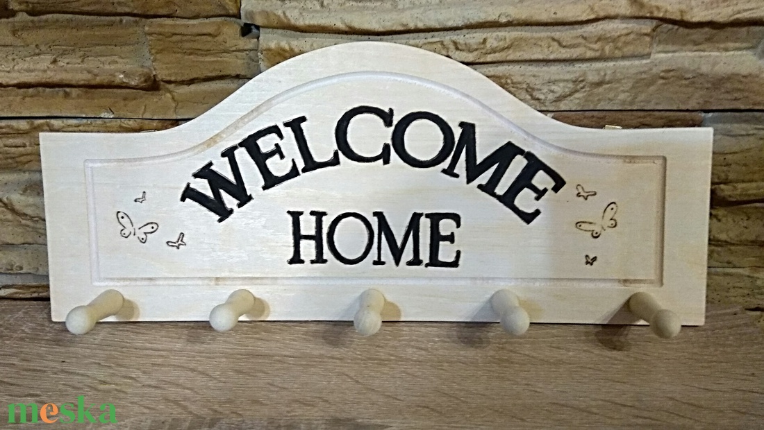 Welcome home fali kulcstartó - otthon & életmód - dekoráció - fali és függő dekoráció - fali kulcstartó - Meska.hu