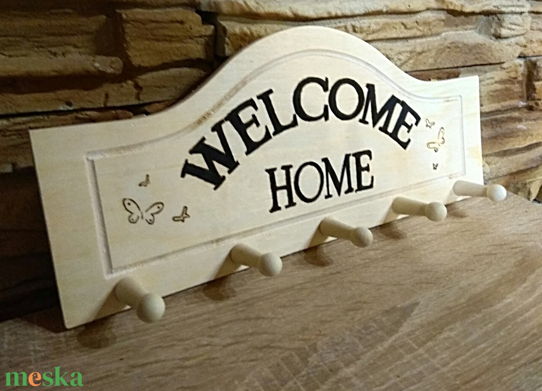 Welcome home fali kulcstartó - otthon & életmód - dekoráció - fali és függő dekoráció - fali kulcstartó - Meska.hu