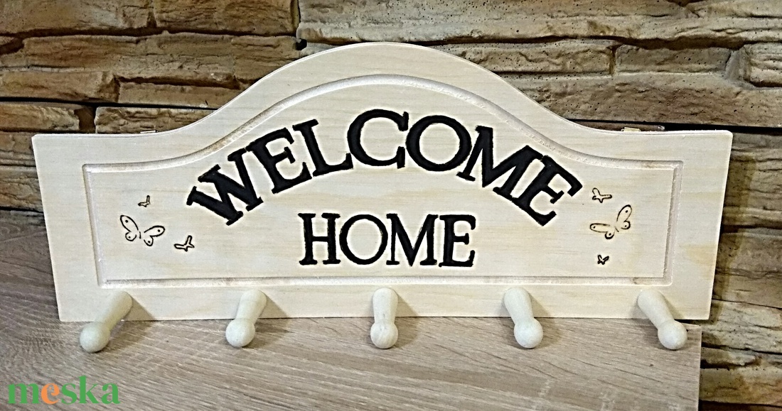 Welcome home fali kulcstartó - otthon & életmód - dekoráció - fali és függő dekoráció - fali kulcstartó - Meska.hu
