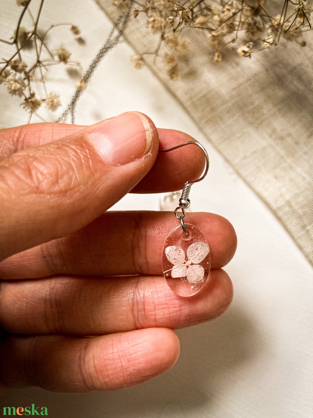 Medálos nyaklánc fülbevalóval - Hortenziás ékszerszett - ékszer - ékszerszett - Meska.hu