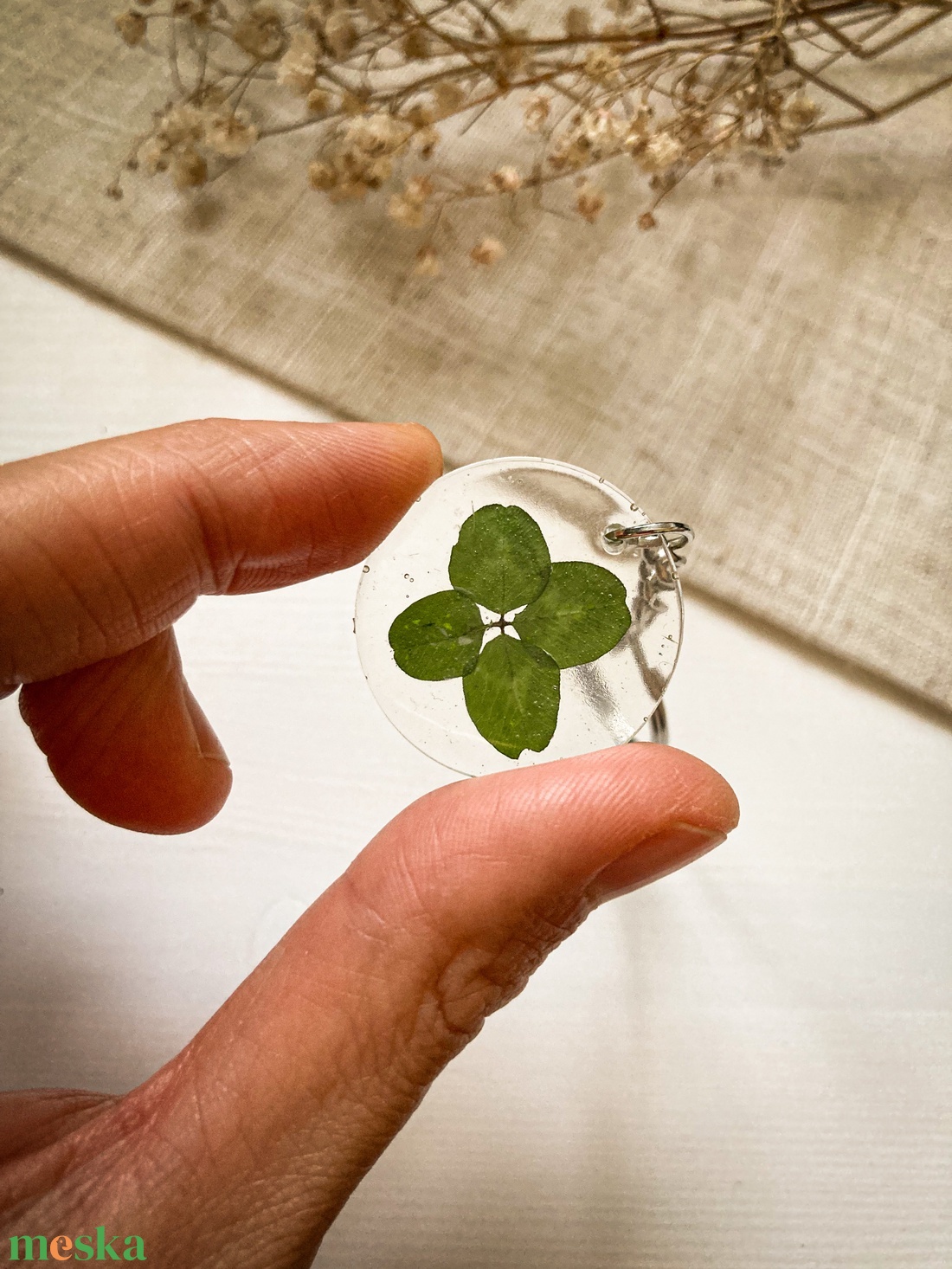 Négylevelű lóherés műgynata kulcstartó  -  - Meska.hu