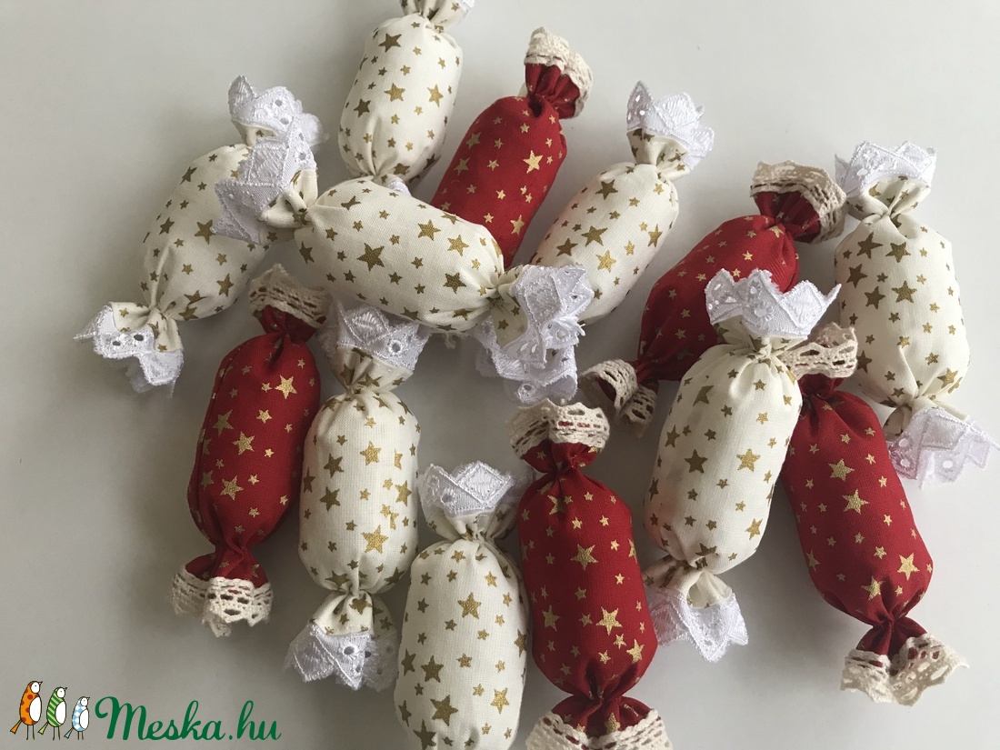 Textilből készűl, szaloncukor karácsonyfa dísz -  - Meska.hu