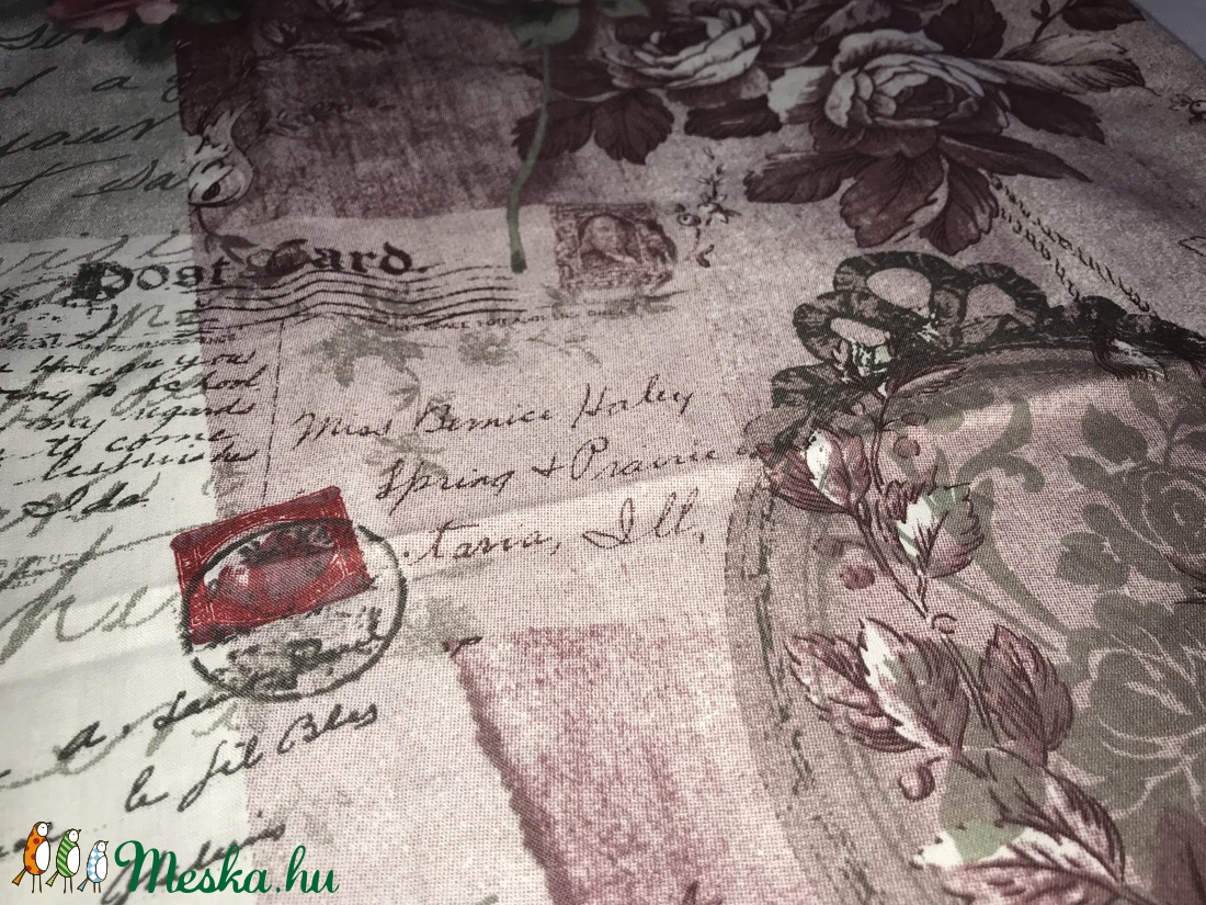 Virágos ,feliratos anyagból készült bevásárlószatyor -  - Meska.hu