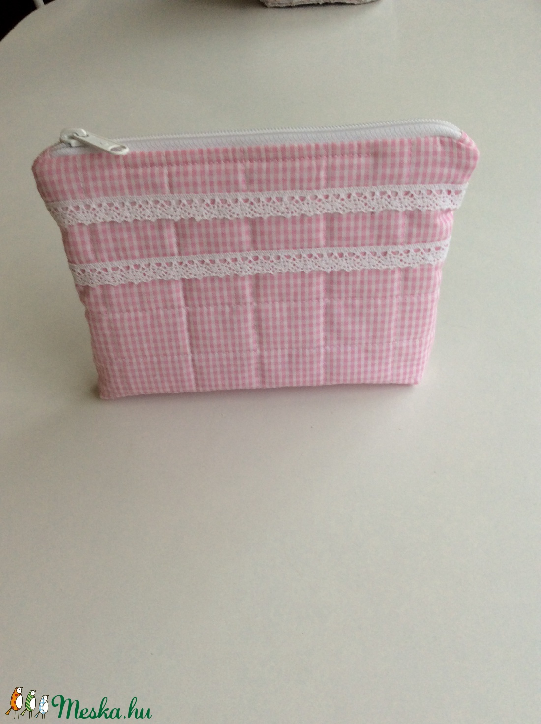 Rózsaszín kockás neszesszer -  - Meska.hu