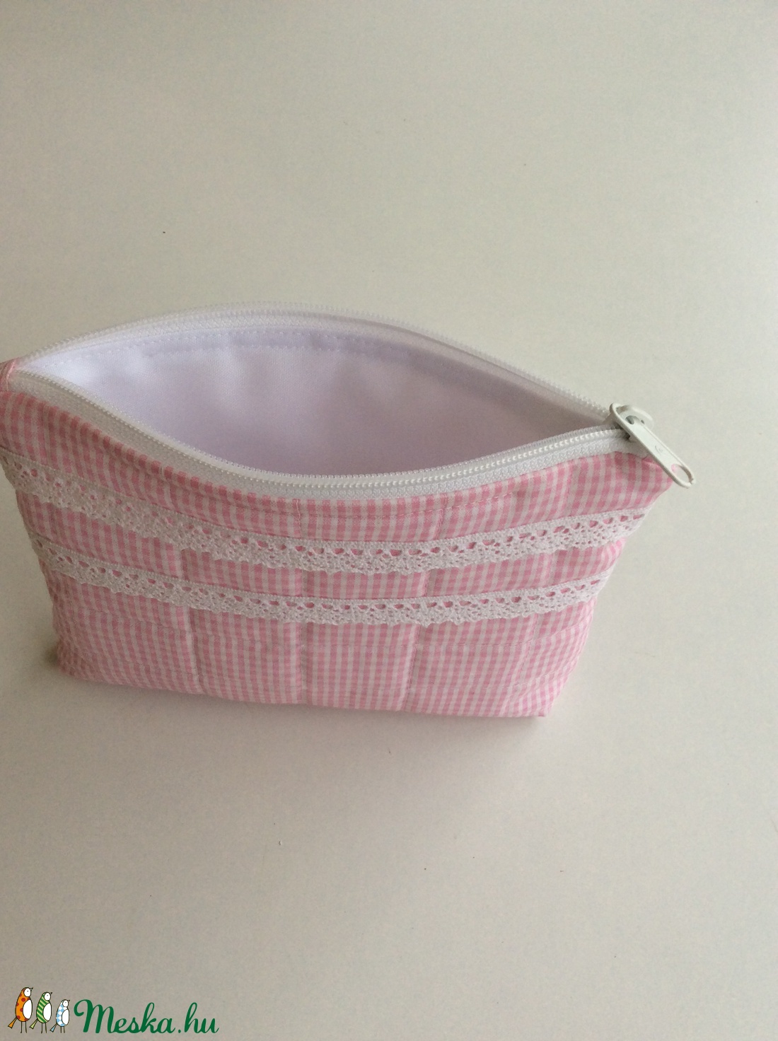 Rózsaszín kockás neszesszer -  - Meska.hu