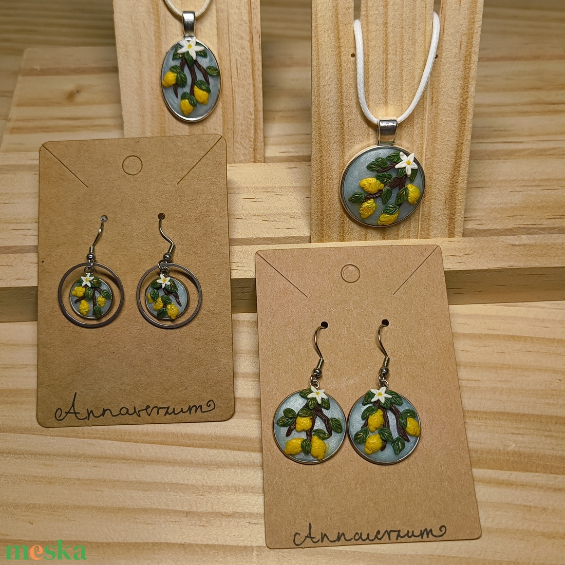 Citromos süthetőgyurma fülbevaló - ékszer - fülbevaló - lógó fülbevaló - Meska.hu