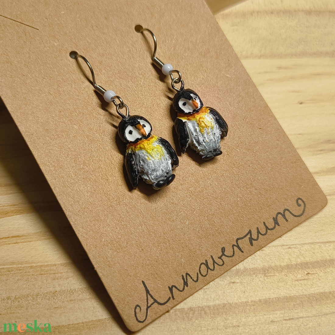 Cuki pingvin fülbevaló - ékszer - fülbevaló - lógó fülbevaló - Meska.hu