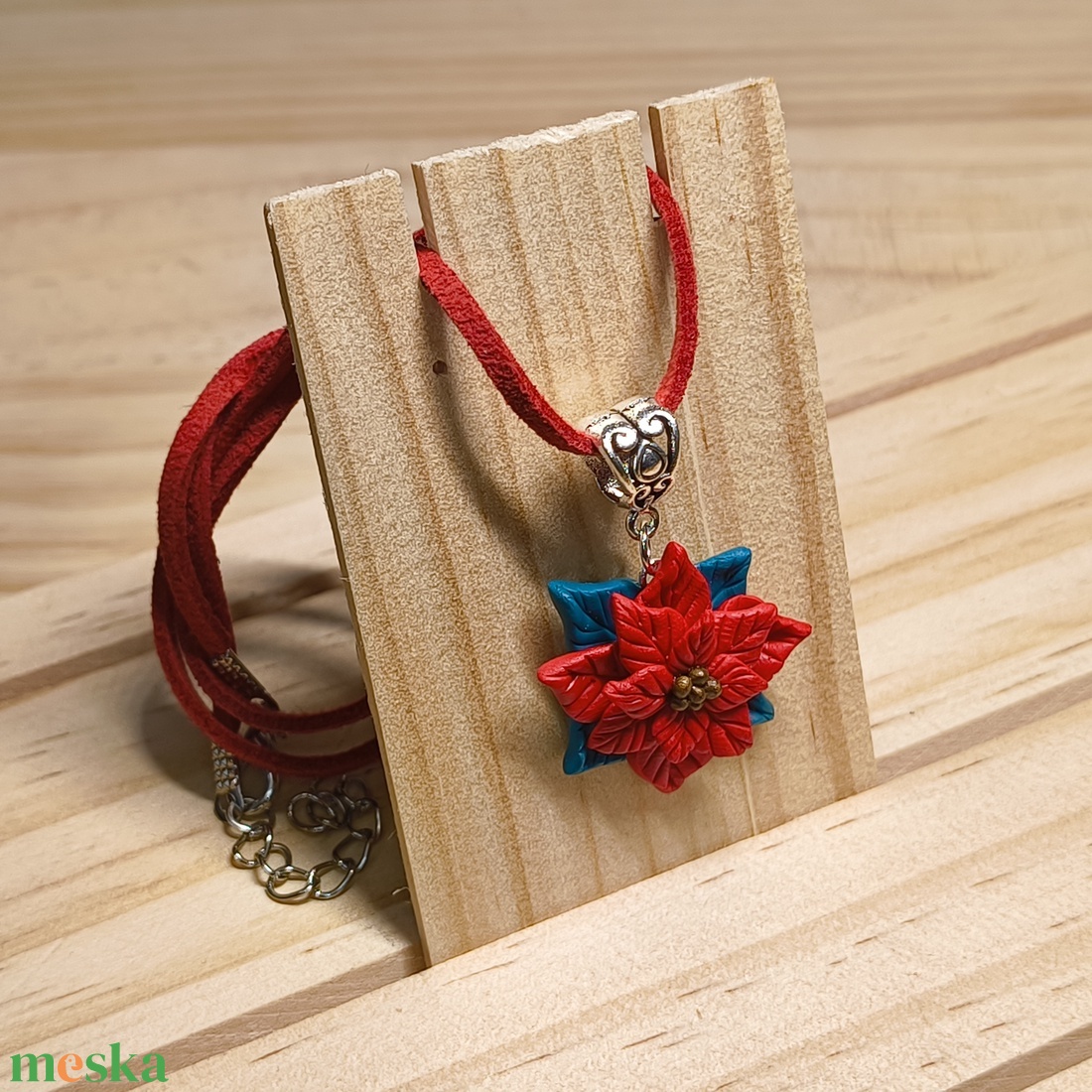 Mikulásvirág medál, nyaklánc - ékszer - nyaklánc - medálos nyaklánc - Meska.hu