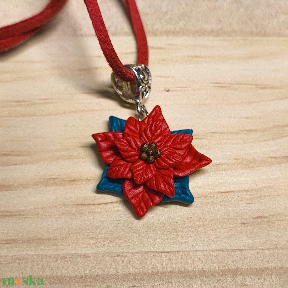 Mikulásvirág medál, nyaklánc - ékszer - nyaklánc - medálos nyaklánc - Meska.hu