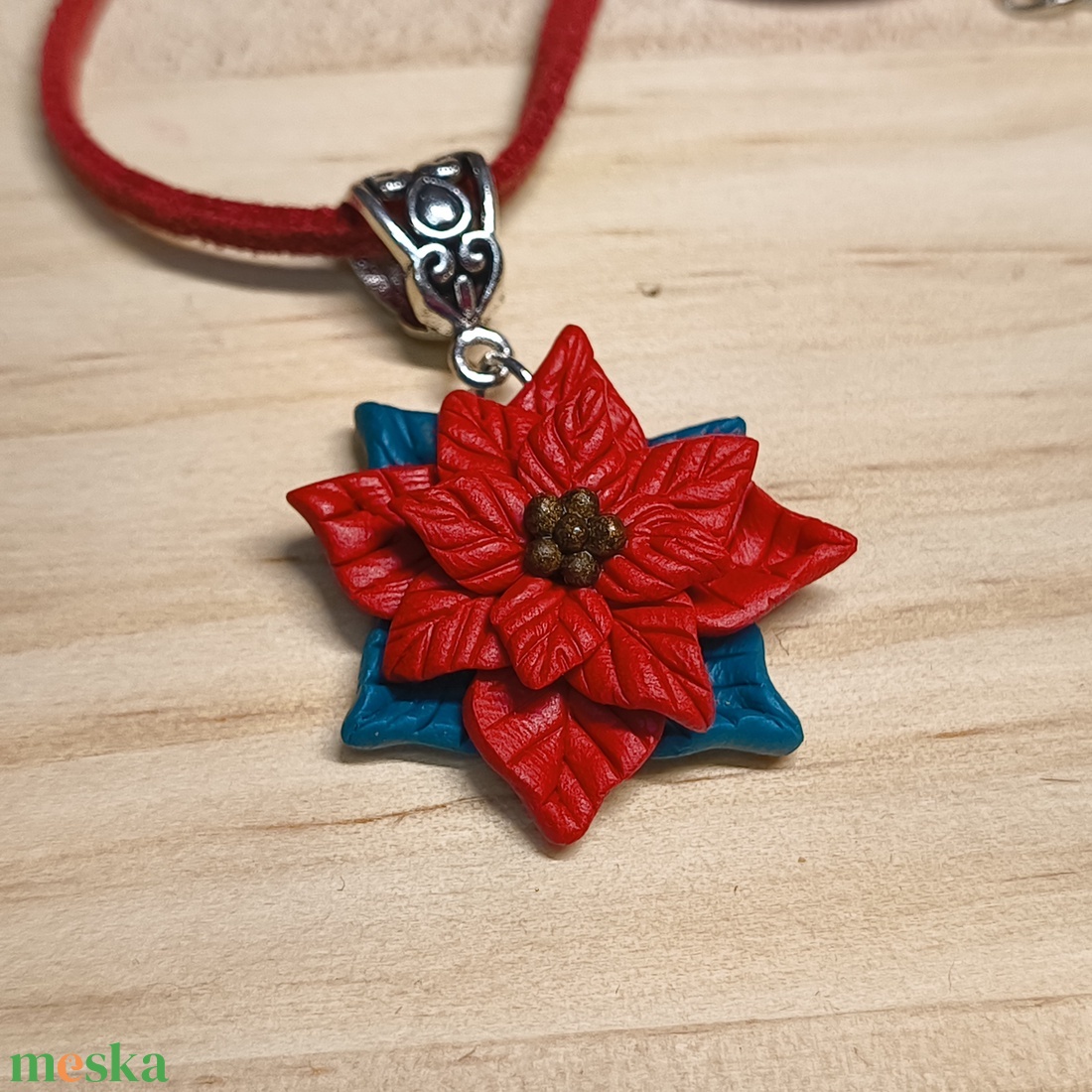 Mikulásvirág medál, nyaklánc - ékszer - nyaklánc - medálos nyaklánc - Meska.hu