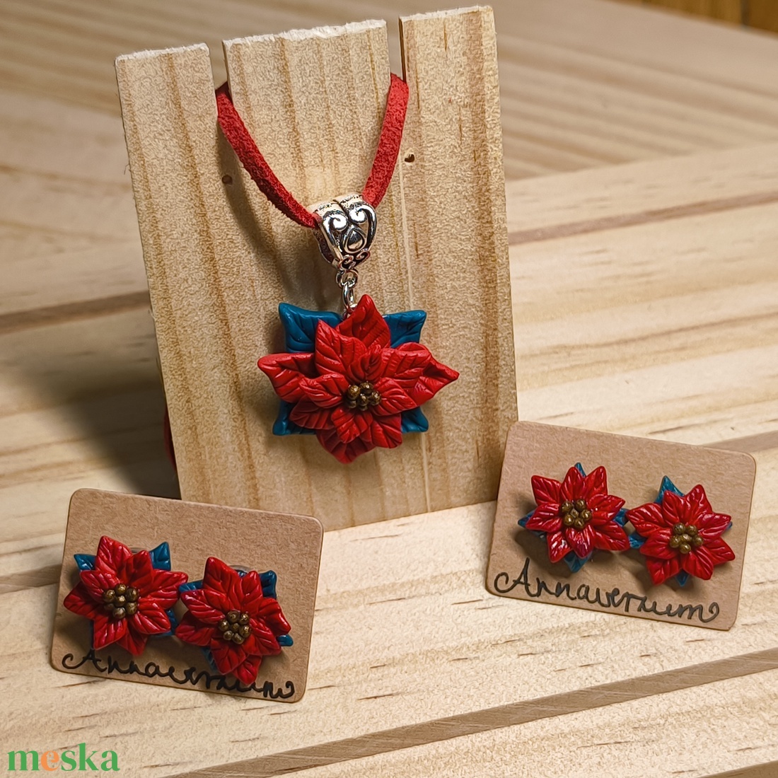 Mikulásvirág medál, nyaklánc - ékszer - nyaklánc - medálos nyaklánc - Meska.hu