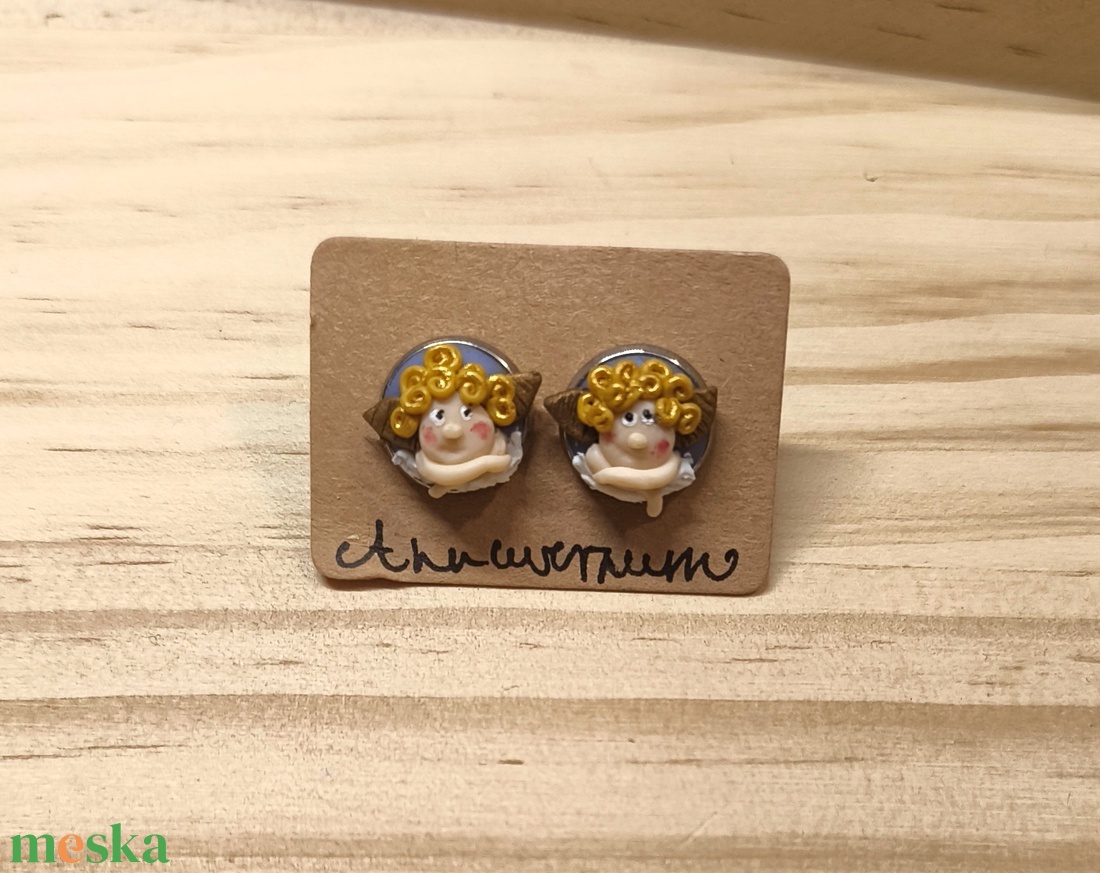 Angyalkás, bedugós ünnepi, karácsonyi fülbevaló - ékszer - fülbevaló - pötty fülbevaló - Meska.hu