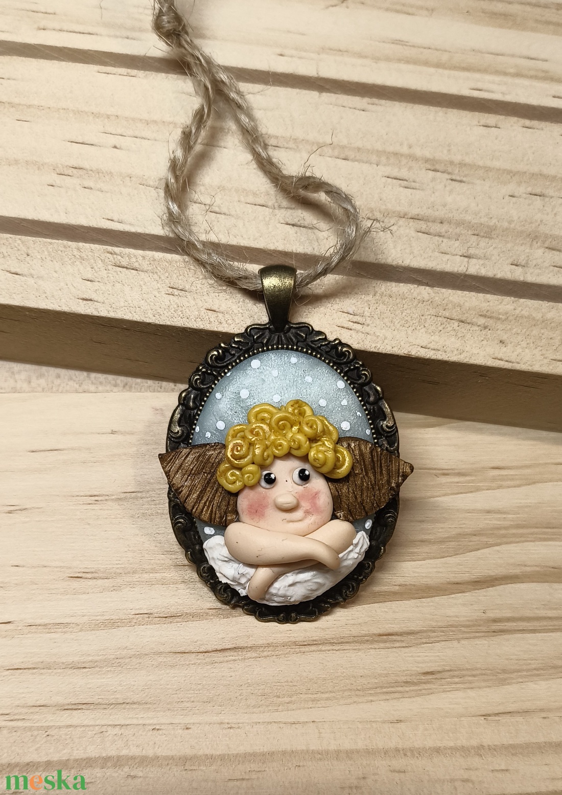 Angyalkás ünnepi, karácsonyfadísz - karácsony - karácsonyi lakásdekoráció - karácsonyfadíszek - Meska.hu