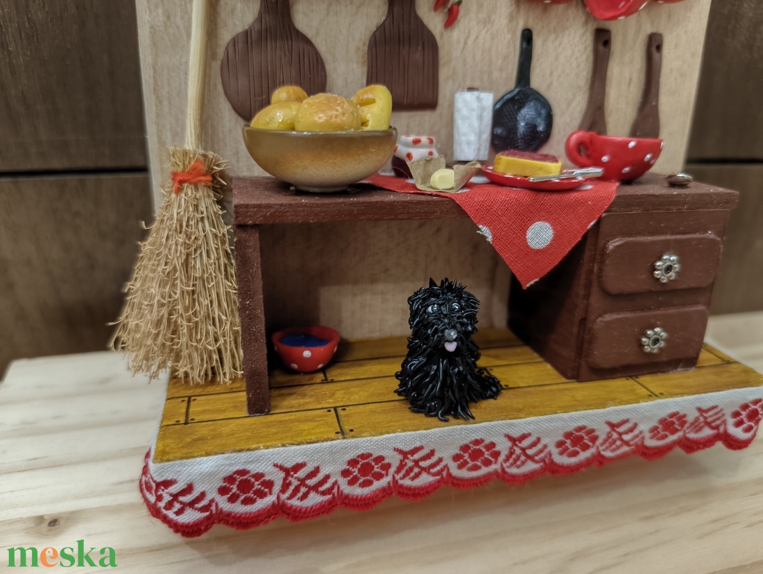 Reggeli a pöttyös konyhában fali dekor, piros pöttyös bögrékkel - otthon & életmód - dekoráció - fali és függő dekoráció - függődísz - Meska.hu