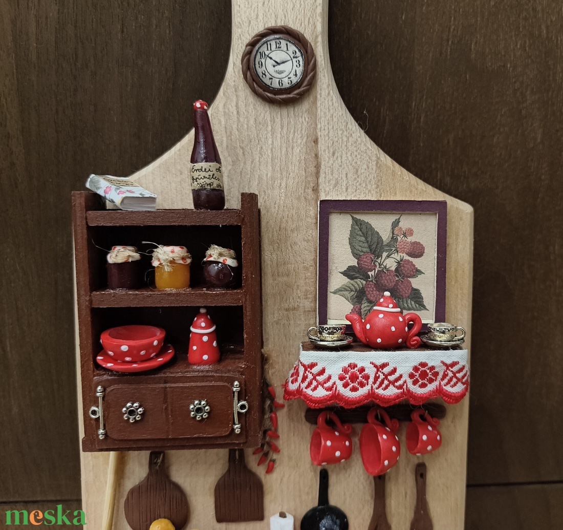 Reggeli a pöttyös konyhában fali dekor, piros pöttyös bögrékkel - otthon & életmód - dekoráció - fali és függő dekoráció - függődísz - Meska.hu