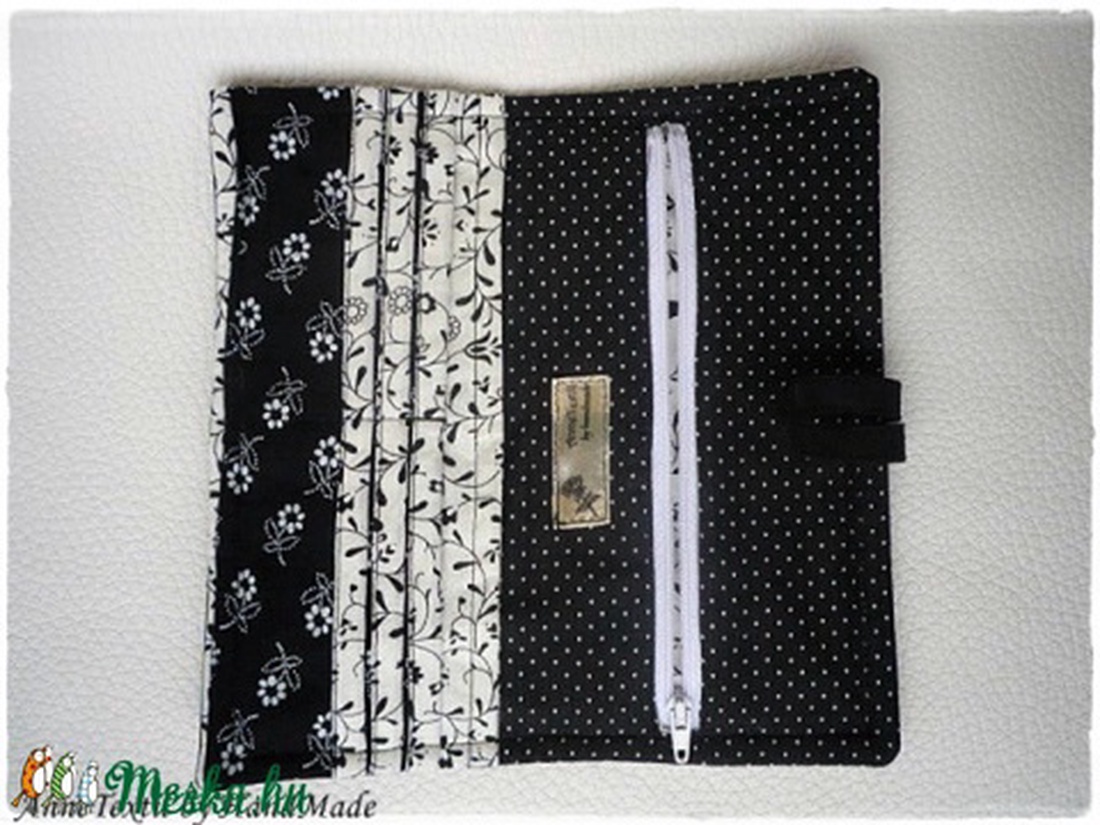 Cicás kártyatartó, irattartó, pénztárca - fekete, textilbőr -  - Meska.hu