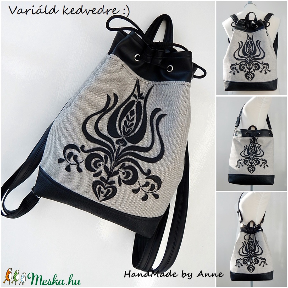 Szűrtulipános  - Kolibri No2. variálható hátizsák/oldaltáska  -  - Meska.hu