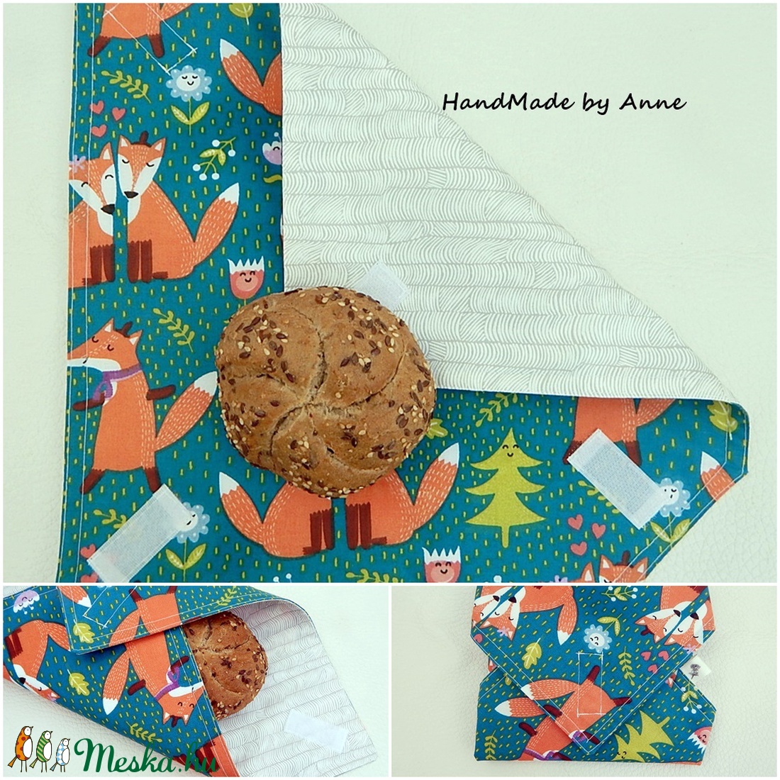 Wrap bag - vízhatlan szalvéta - szürke szerelmes rókák - - Meska.hu Wrap bag - vízhatlan szalvéta - szürke szerelmes rókák - - Meska.hu