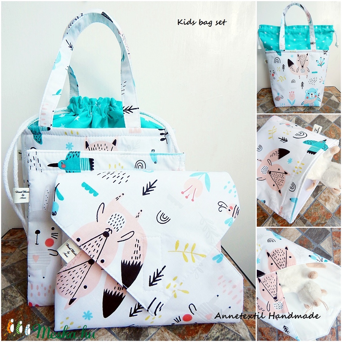 Kids bag set - uzsonnás táska szett - erdei macis - táska & tok - uzsonna- & ebéd tartó - Meska.hu Kids bag set - uzsonnás táska szett - erdei macis - táska & tok - uzsonna- & ebéd tartó - Meska.hu