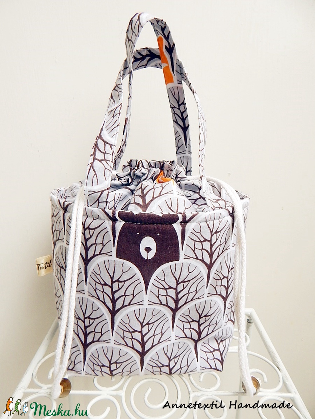 Kids bag set - uzsonnás táska szett - erdőben kukucskáló állatok - táska & tok - uzsonna- & ebéd tartó - Meska.hu