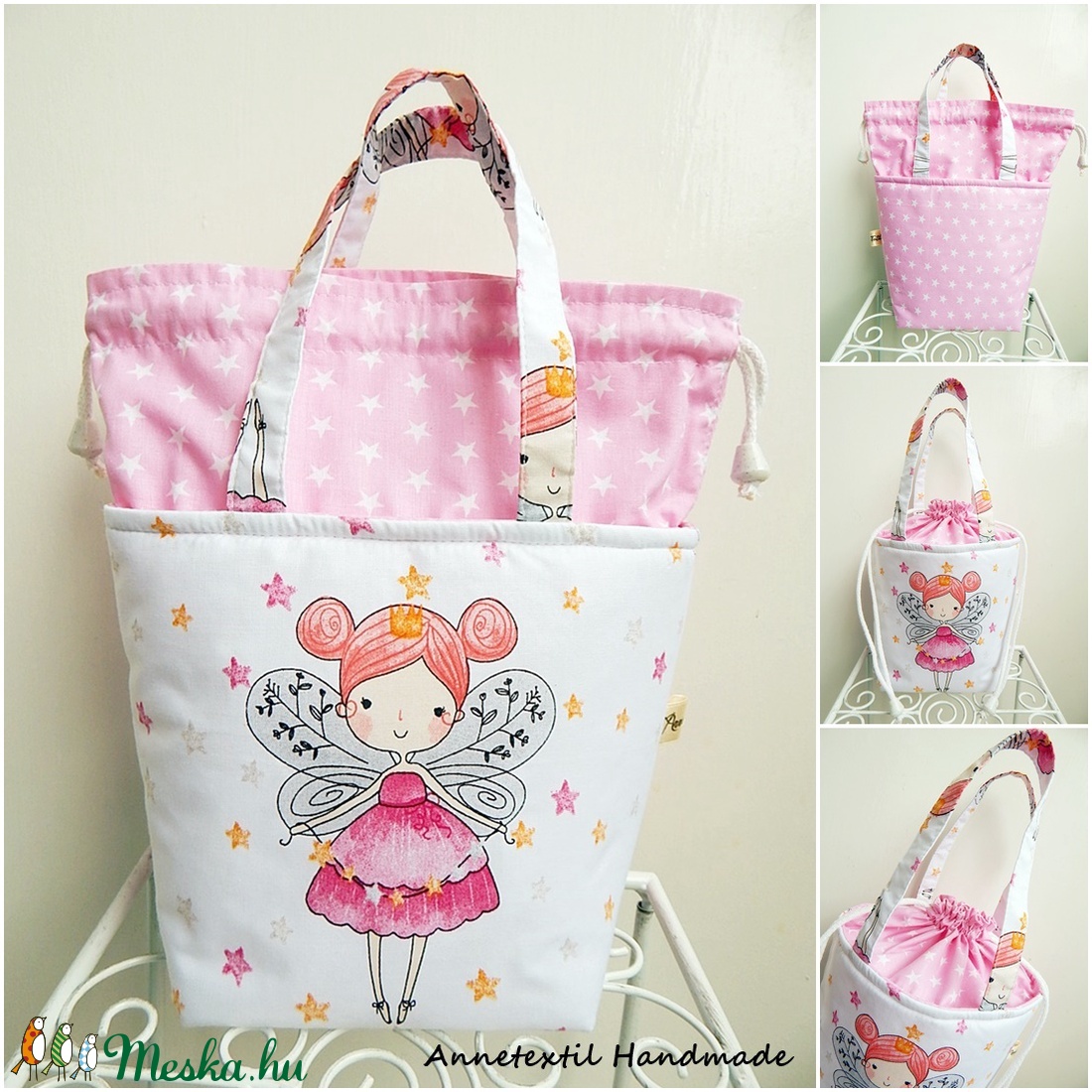ÖKO Kids bag - tündér csillagokkal uzsonnás táska - táska & tok - uzsonna- & ebéd tartó - Meska.hu