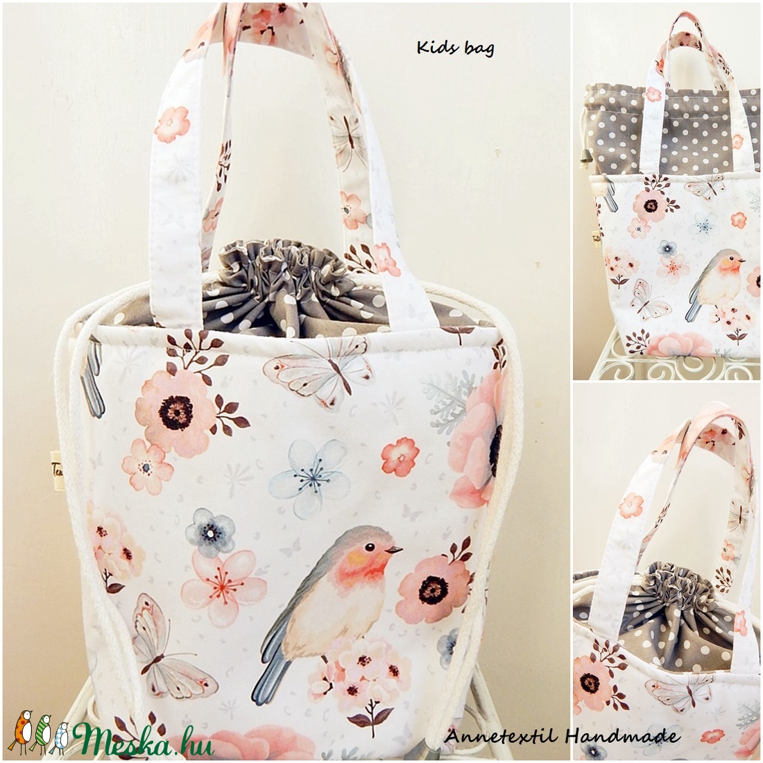 Kids bag - uzsonnás táska - tavaszi madaras - táska & tok - uzsonna- & ebéd tartó - Meska.hu Kids bag - uzsonnás táska - tavaszi madaras - táska & tok - uzsonna- & ebéd tartó - Meska.hu