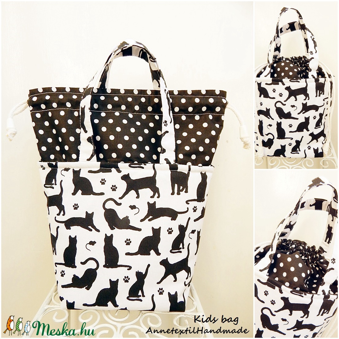 Kids bag - fekete macskák uzsonnás táska szett - táska & tok - uzsonna- & ebéd tartó - Meska.hu Kids bag - fekete macskák uzsonnás táska szett - táska & tok - uzsonna- & ebéd tartó - Meska.hu
