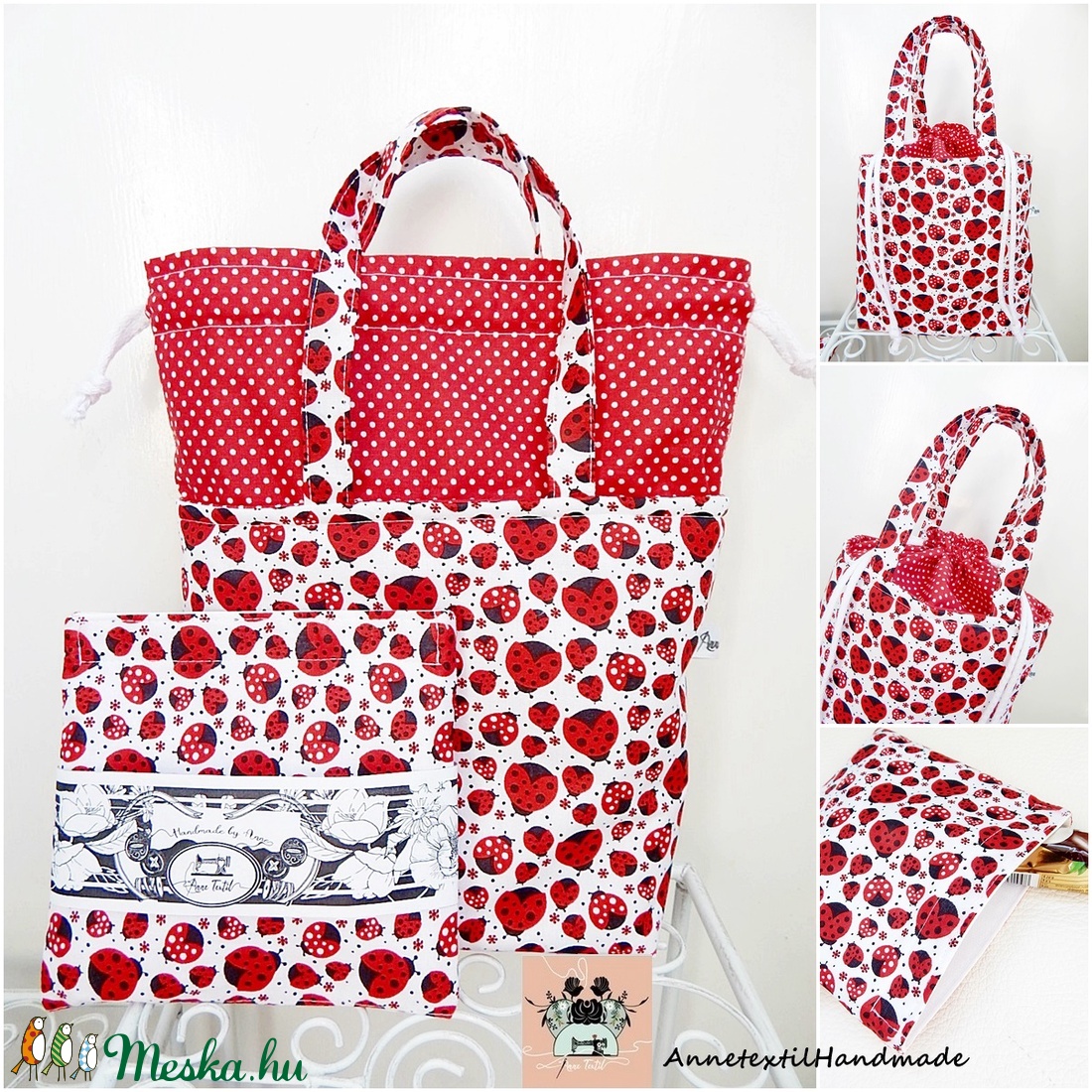Kids bag set - uzsonnás táska szett katicákkal - ebéd tasak, doboz - ebéd tasak, doboz - Meska.hu Kids bag set - uzsonnás táska szett katicákkal - ebéd tasak, doboz - ebéd tasak, doboz - Meska.hu
