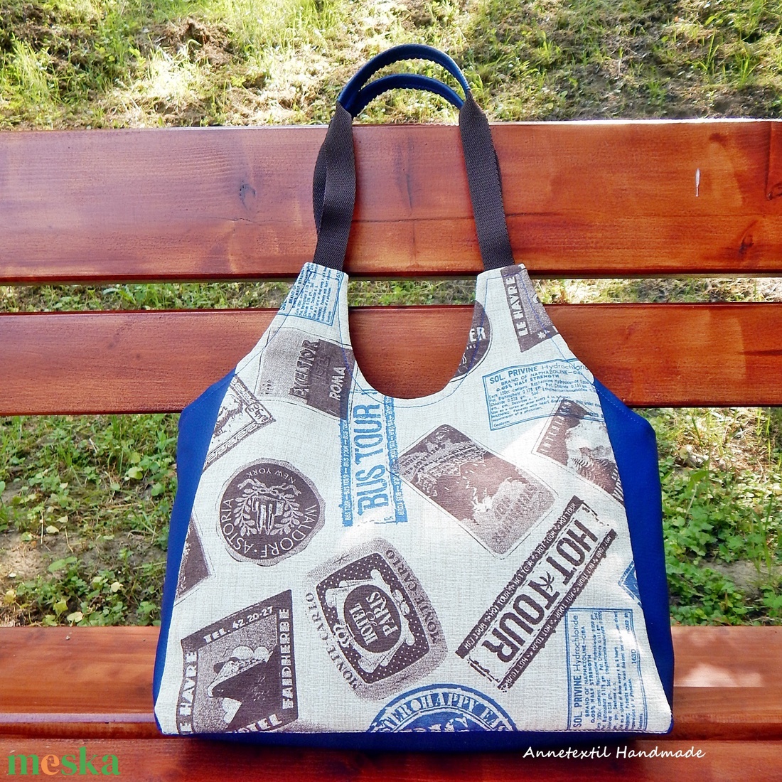 Utazás mintás kék Women Tote Bag - táska & tok - bevásárlás & shopper táska - shopper, textiltáska, szatyor - Meska.hu