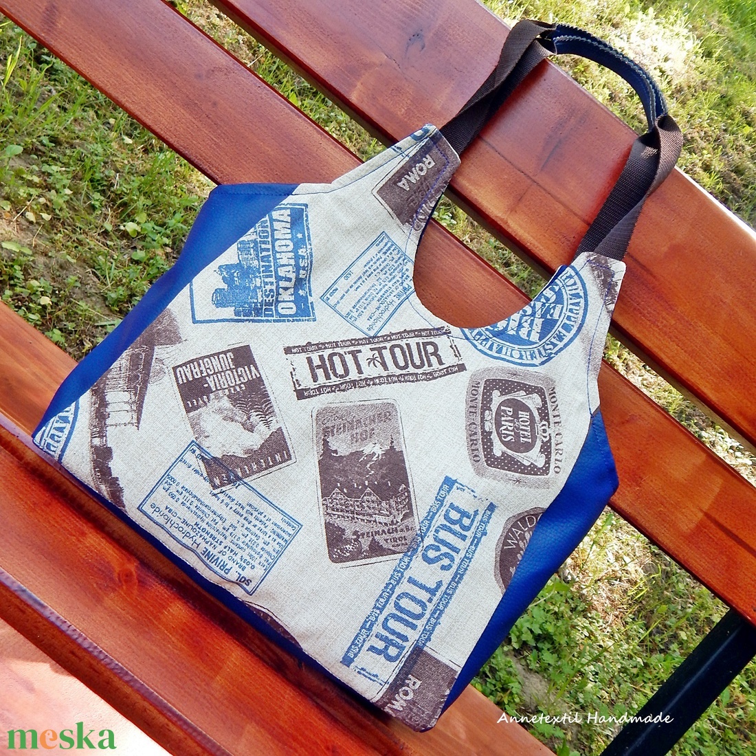 Utazás mintás kék Women Tote Bag - táska & tok - bevásárlás & shopper táska - shopper, textiltáska, szatyor - Meska.hu