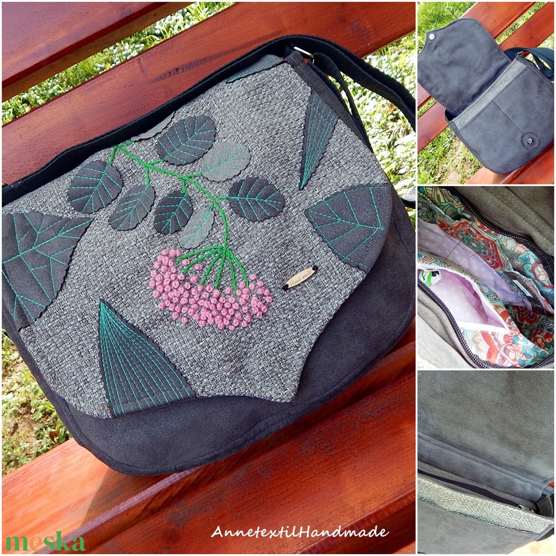 Nyeregfedeles tarisznya, válltáska tavaszi virágos - táska & tok - kézitáska & válltáska - vállon átvethető táska - Meska.hu