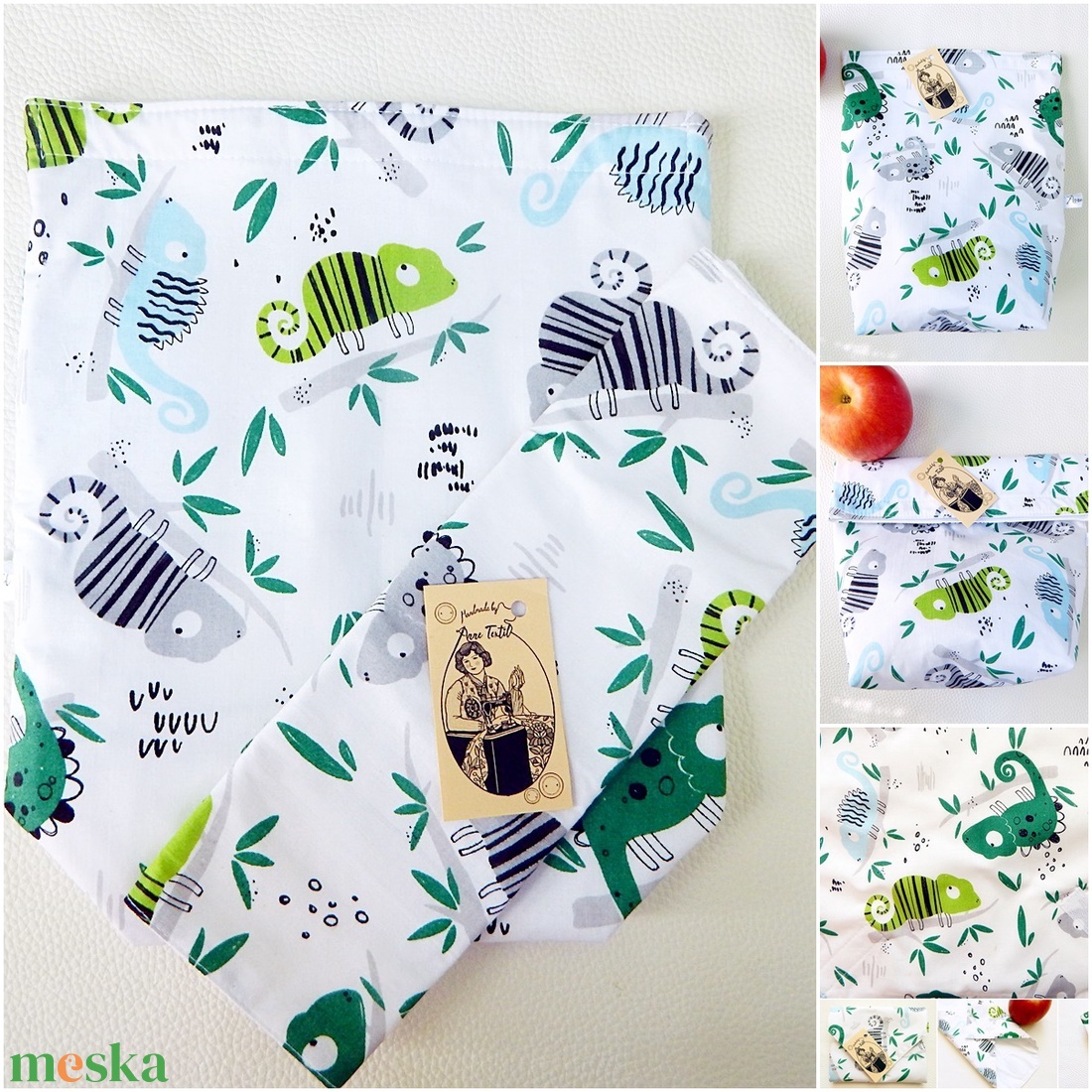 Vízhatlan Roll-up uzsonnás zsák és szalvéta szettben - kaméleon mintás - táska & tok - uzsonna- & ebéd tartó - ebéd tasak, doboz - Meska.hu Vízhatlan Roll-up uzsonnás zsák és szalvéta szettben - kaméleon mintás - táska & tok - uzsonna- & ebéd tartó - ebéd tasak, doboz - Meska.hu