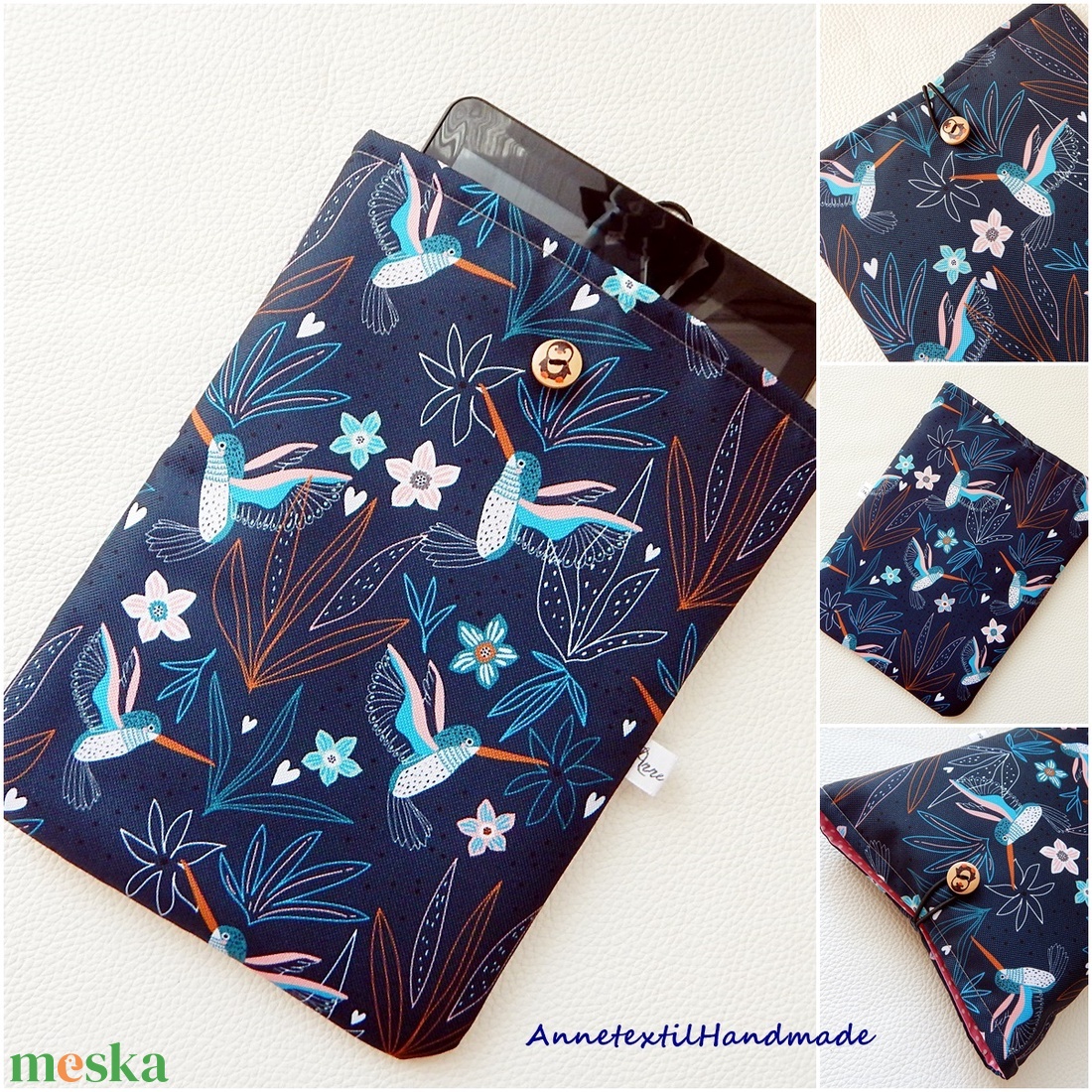 Könyvtok, tablettok, sötétkék, kolibris, vízhatlan - táska & tok - ebook & tablet tok - Meska.hu Könyvtok, tablettok, sötétkék, kolibris, vízhatlan - táska & tok - ebook & tablet tok - Meska.hu