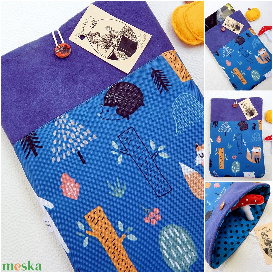 Könyvtok, tablettok, kék, rókás, velúr vízhatlan - táska & tok - ebook & tablet tok - Meska.hu  Könyvtok, tablettok, kék, rókás, velúr vízhatlan - táska & tok - ebook & tablet tok - Meska.hu